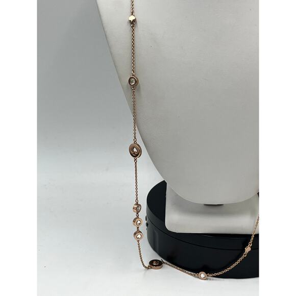 Kate Spade Spot The Spade Long Rose Gold Bezel Crystal Spade Station Necklace - Picture 4 of 10